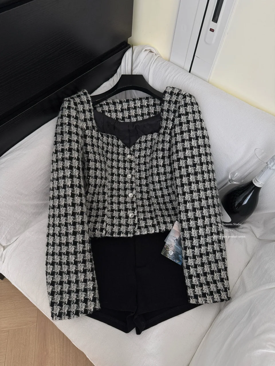 

Темперамент Spice Girl с квадратным воротником, облегающие ароматные пальто, куртки для женщин, высокое качество