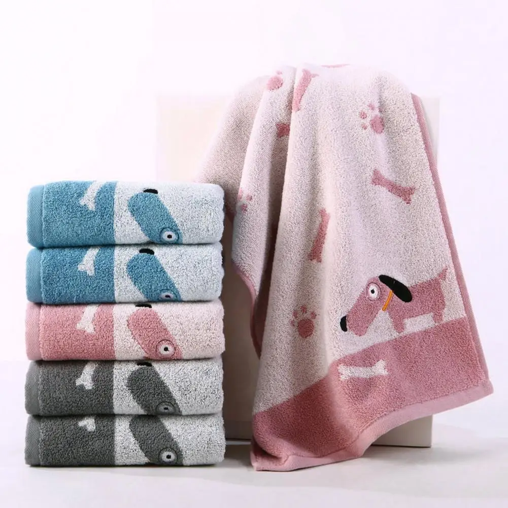 Bathroom Dry Hair Towel No Shedding Fine Details Face Towel Puppy Pattern Shower Large Towel