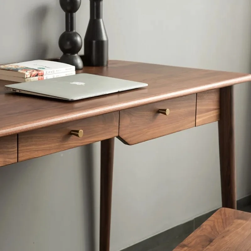 wood desk, black walnut, simple, study table, modern light luxury office computer desk