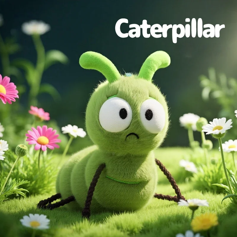 Śliczna, 16-centymetrowa, zabawna pluszowa zabawka z serii owadów, miękka i urocza pluszowa gąsienica, idealny prezent urodzinowy dla dzieci, dziewczynek i chłopców.