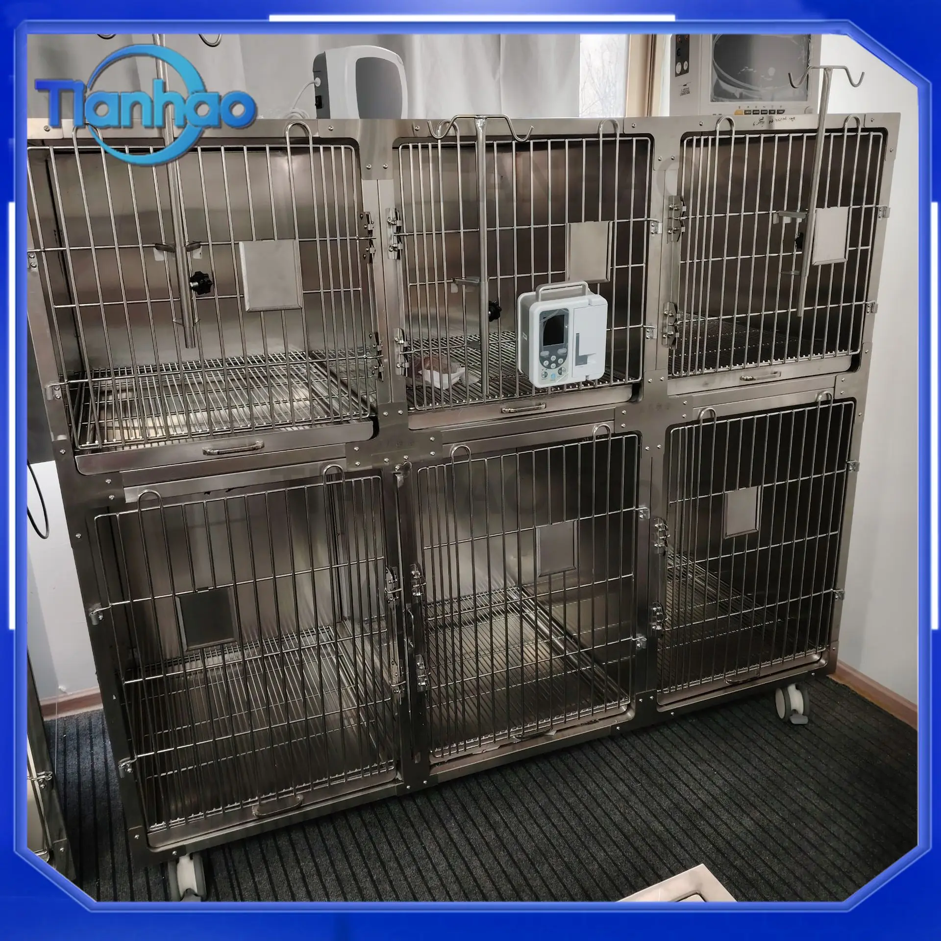 Stainless Steel Dog Cage for Hospital Use Cat Cage for Veterinary Clinics Boarding Kennel Temperature-Controlled Oxygen