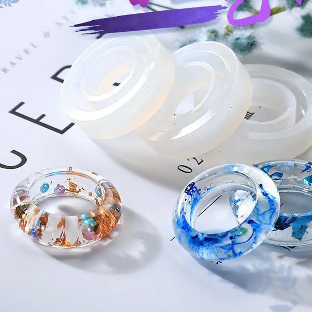 

Transparent 3pcs Epoxy Round Shape Assorted DIY Jewelry Making for Resin Craft Silicone Ring Mold