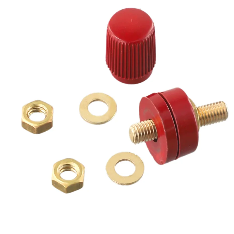 2Pcs Black /red New 6mm Brass Stud Premium Remote Battery Power Junction Post Connector Terminal Kit Automotive Connectors
