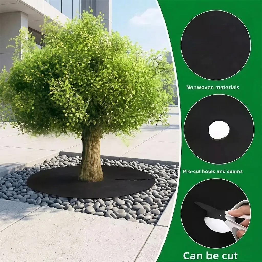 Plant Cover Anti Grass Non Woven Tree Mulch Ring Weeding Barrier Protector Mat Gardening Fabric Weed Control For 15cm To 62cm