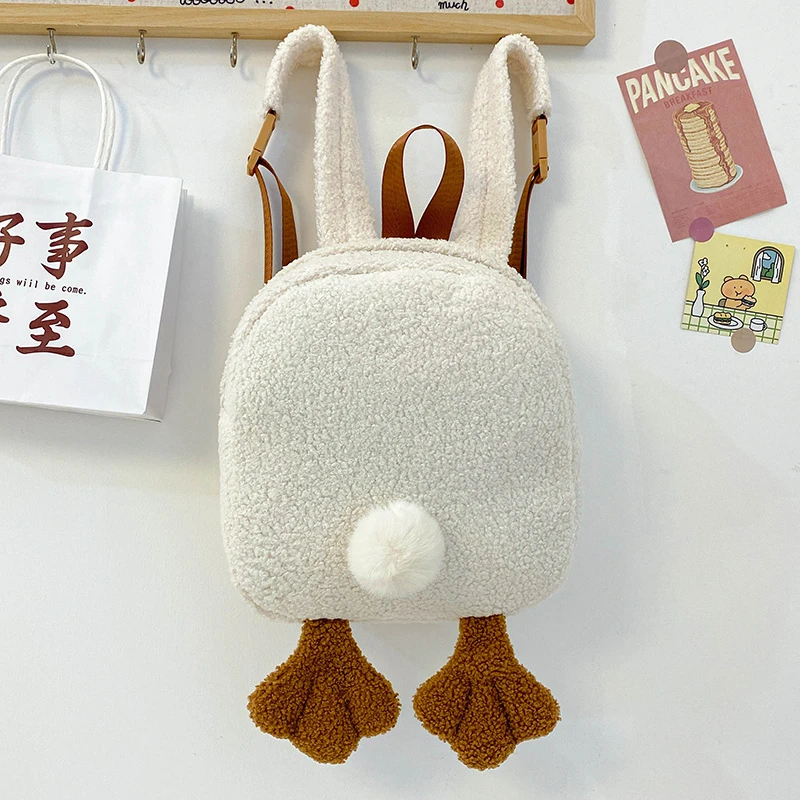 Fluffy Duck Children's Backpack Compact Cute High Quality Large Capacity Backpack 2024 Casual Childlike New Style on Sale