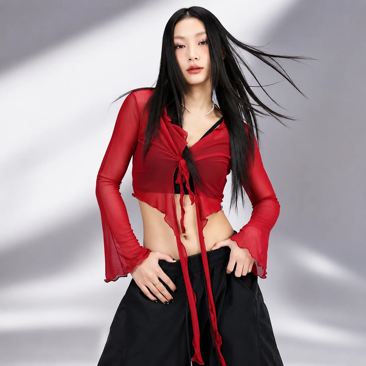 

New High Quality Jeans Pants Decor Irregular Jazz Dance Scarf Streetwear See Through Hip-hop Scarf Harajuku High Waist Y2K Belt