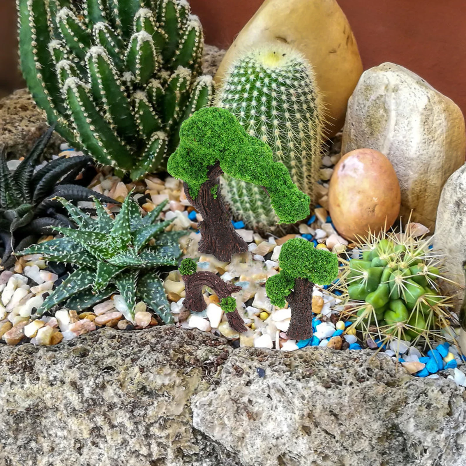 

6pcs Artificial Greenery Mini Trees For Diy Micro Landscape Decor, Realistic Fake Moss Ferns Terrarium Dollhouse Train Scenery