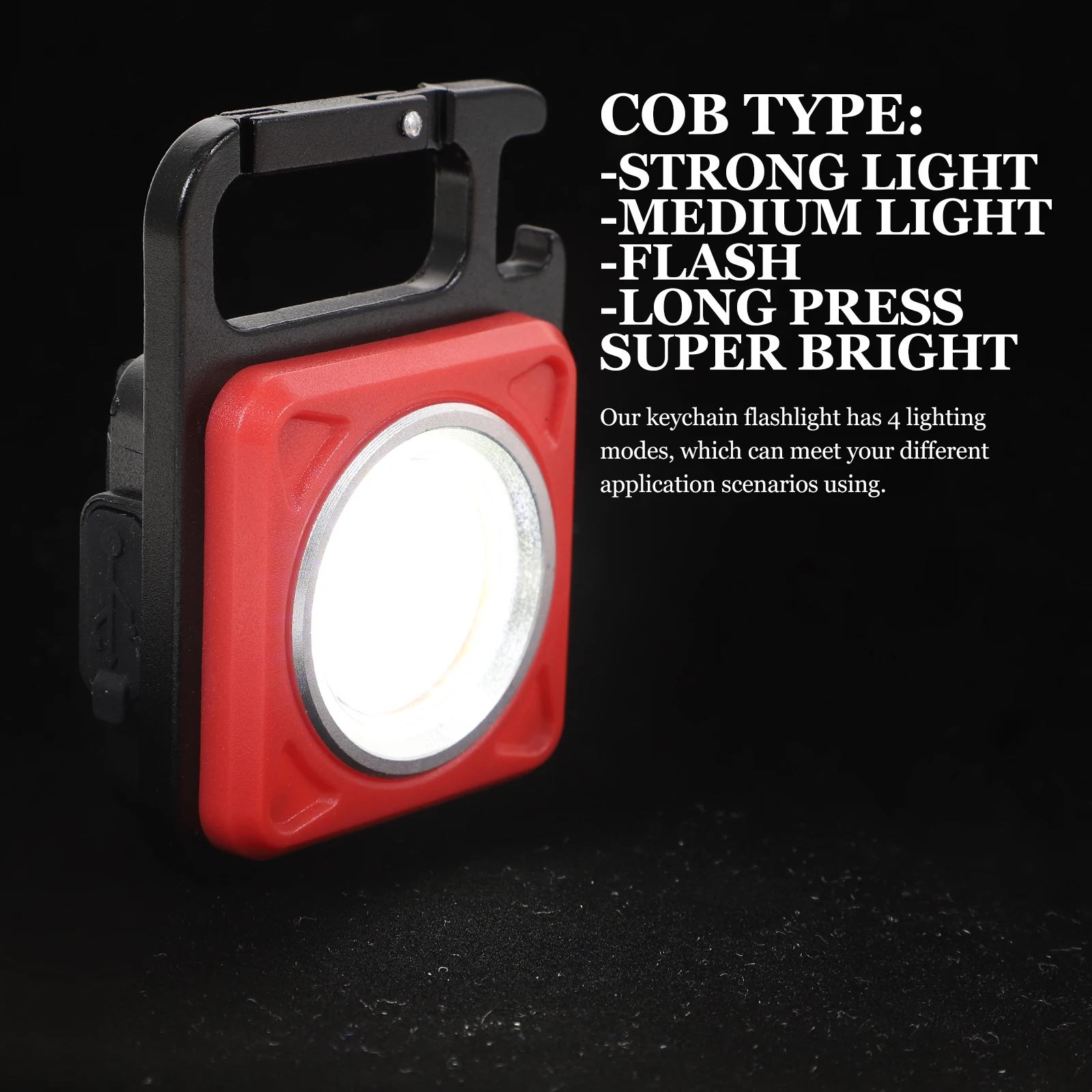 

Mini Flashlight Keychain Lightweight Compact Rechargeable USB Camping Hiking 4 Modes Cob Small High Lumens Pocket Flashlights