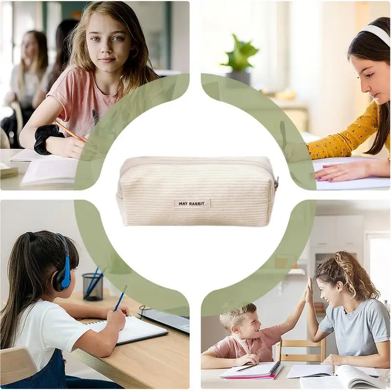 Cord-Bleistifttasche, modische Make-up-Tasche, Federmäppchen für Studenten, Make-up-Tasche, Cord-Kosmetiktaschen für Damen und Mädchen, Make-up-Geldbörse
