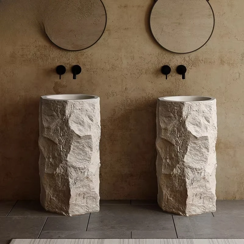 Outdoor courtyard column basin integrated floor-to-ceiling balcony personalized art wash basin B & B wash basin