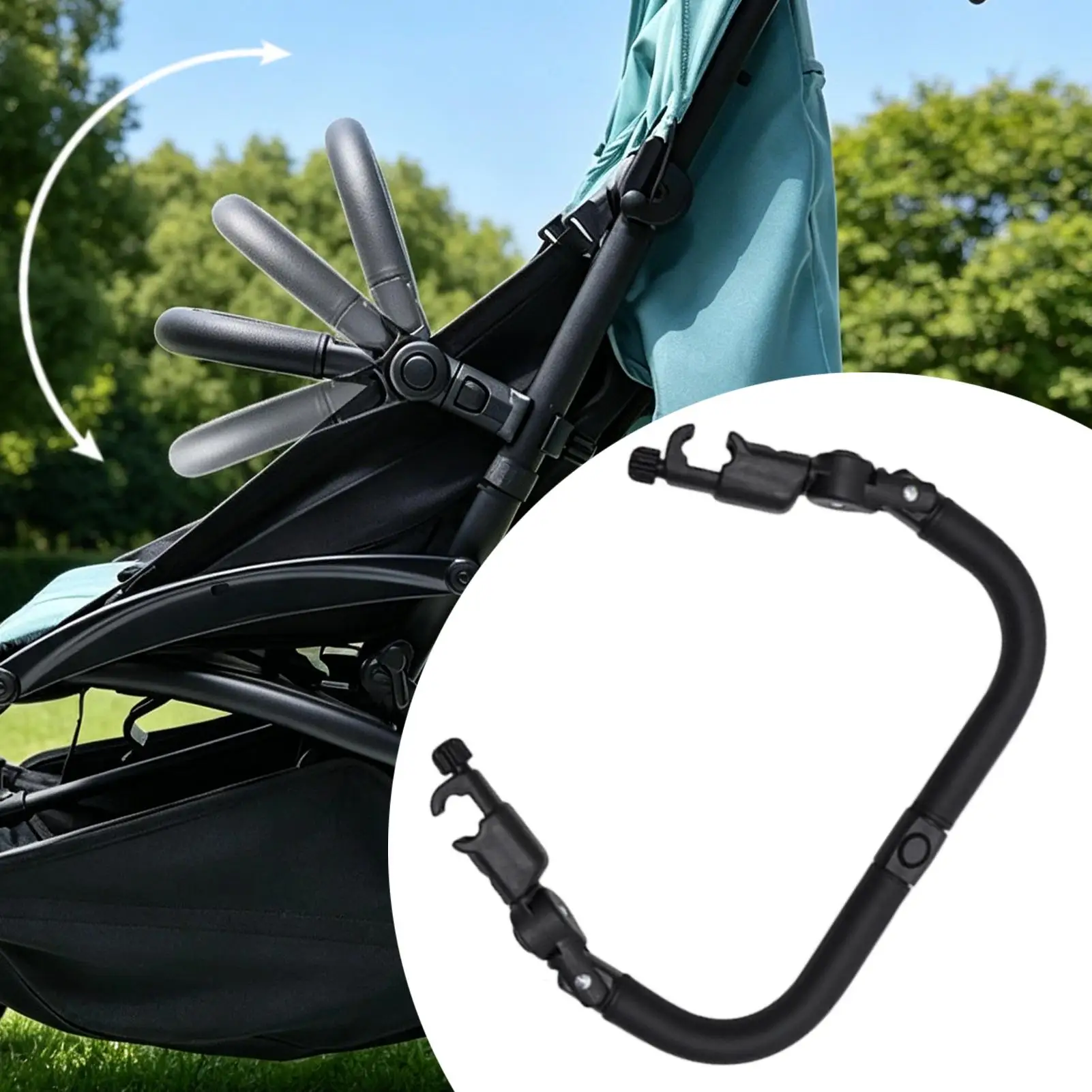 Stroller Bumper Bar Adjustable Angle Replacement Armrest Detachable Handlebar Crossbar Stroller Accessory with Smooth Leather