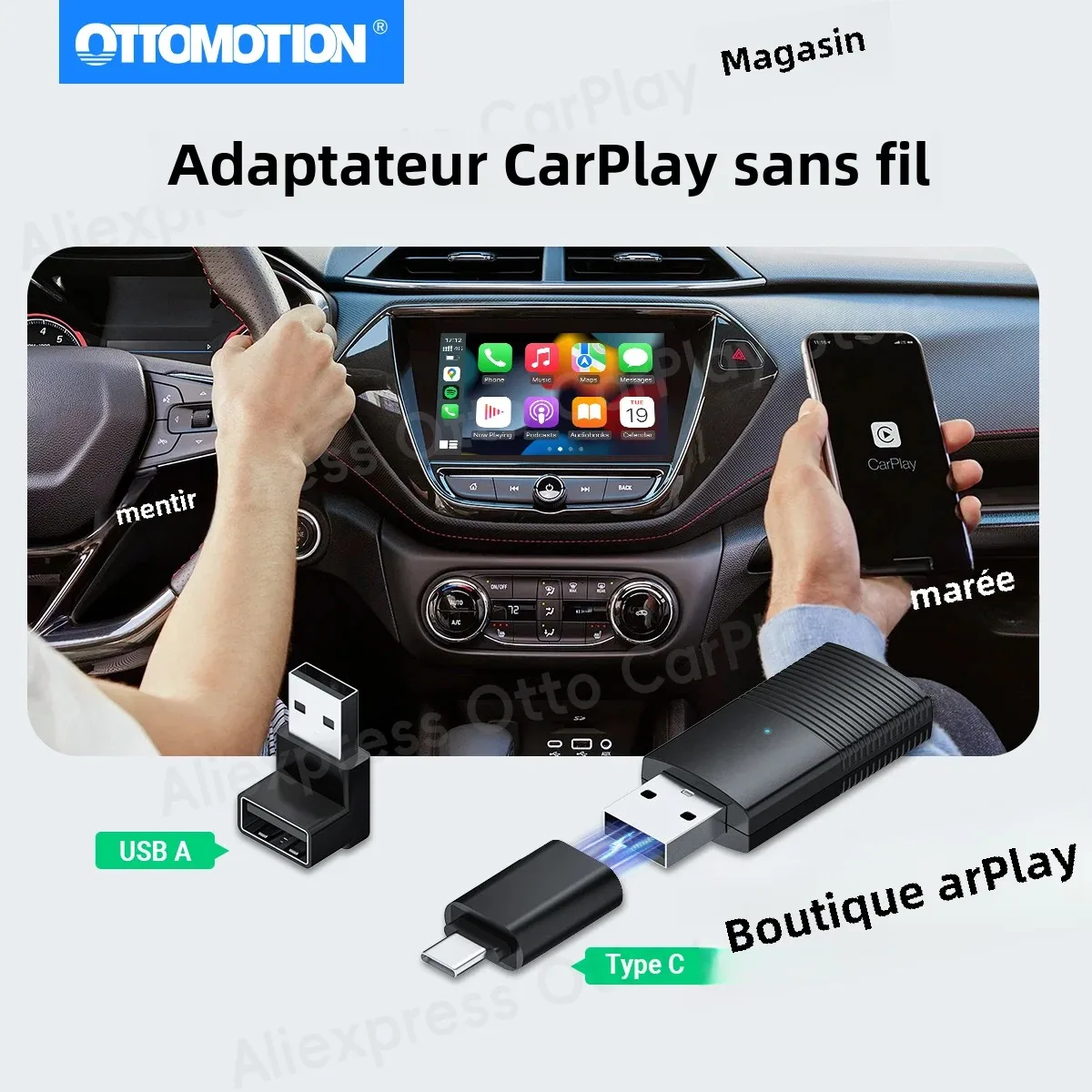 Mini adaptateur CarPlay sans fil, accessoires de voiture, nouveau Dongle pour WiFi, connexion