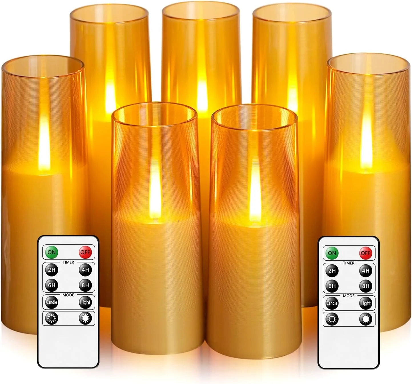 7pcs-gray-ribbed-acrylic-flameless-led-candle-battery-operated-with-remote-timers-for-halloween-fall-fireplace-mantel-home-decor