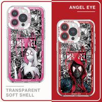 Marvel SpiderMan Case for i16 Pro 15 12 Pro Max 11Pro 13 14 Plus 7 8 XR XS MAX SE 16Plus Soft Angle EYE Cover Shell Capa