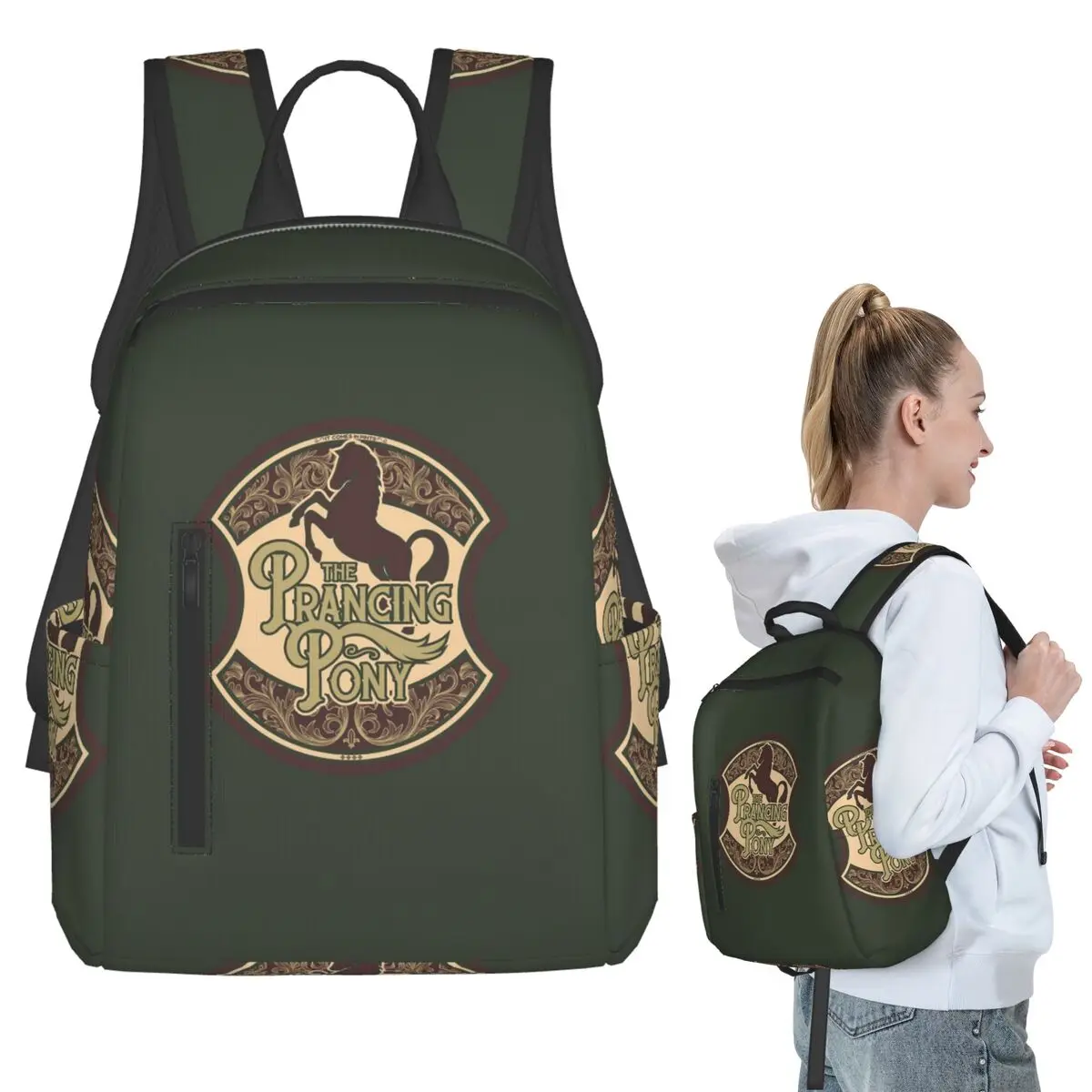 Prancing Pony Backpack Student BookBag Boys Girls School Bag Laptop Shoulder Bags Men Women