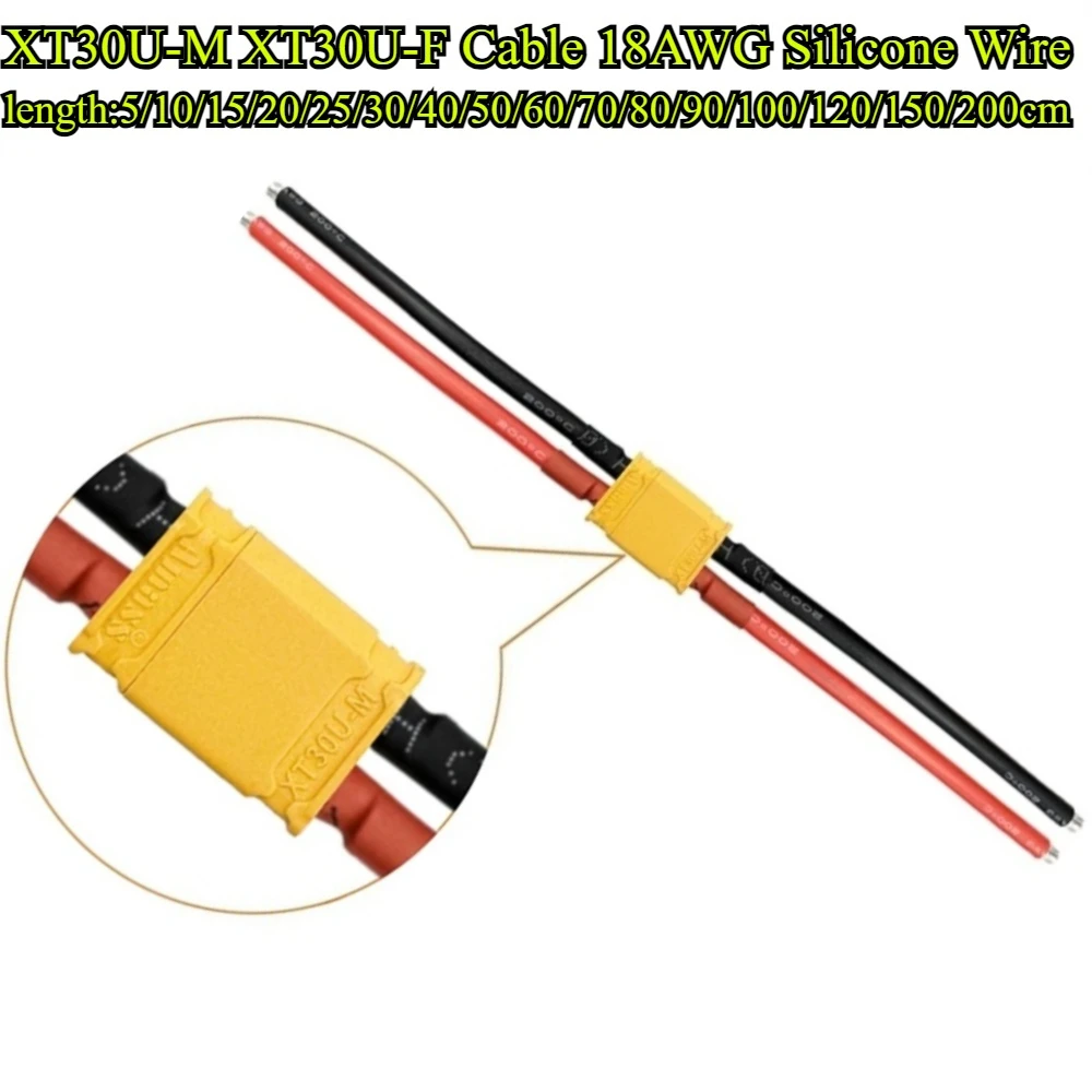 XT30 XT30U 5/10/15-200CM Connecting Line 18AWG Silicone Wire Extension DIY Male&Female Battery Cable For RC Charger Battery ESC