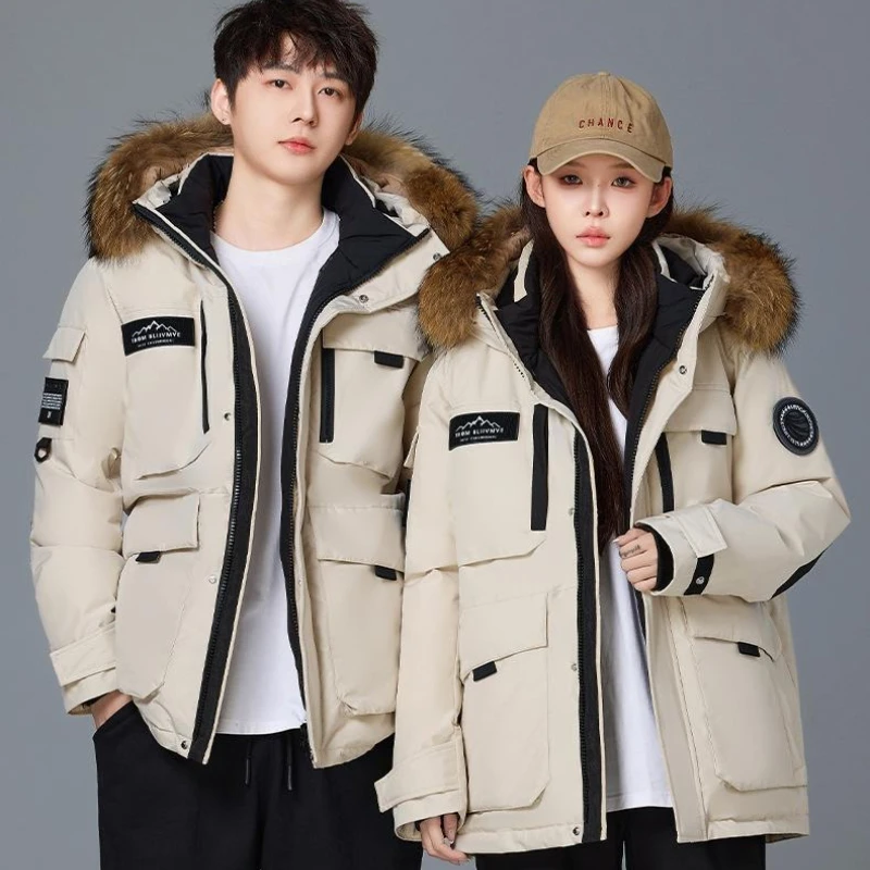 

New Winter Mens Hooded Fur Collar Duck Down Coats High Quality Waterproof Coats Fashion Parkas Male Casual Warm Down Jackets