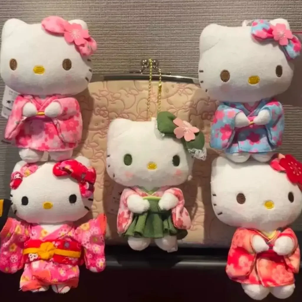 Hello Kitty Kimono Series Portachiavi in peluche Stile giapponese Simpatico ciondolo con ciondolo per borsa per bambole per donne Ragazze Regalo Kawaii per i fan degli amici