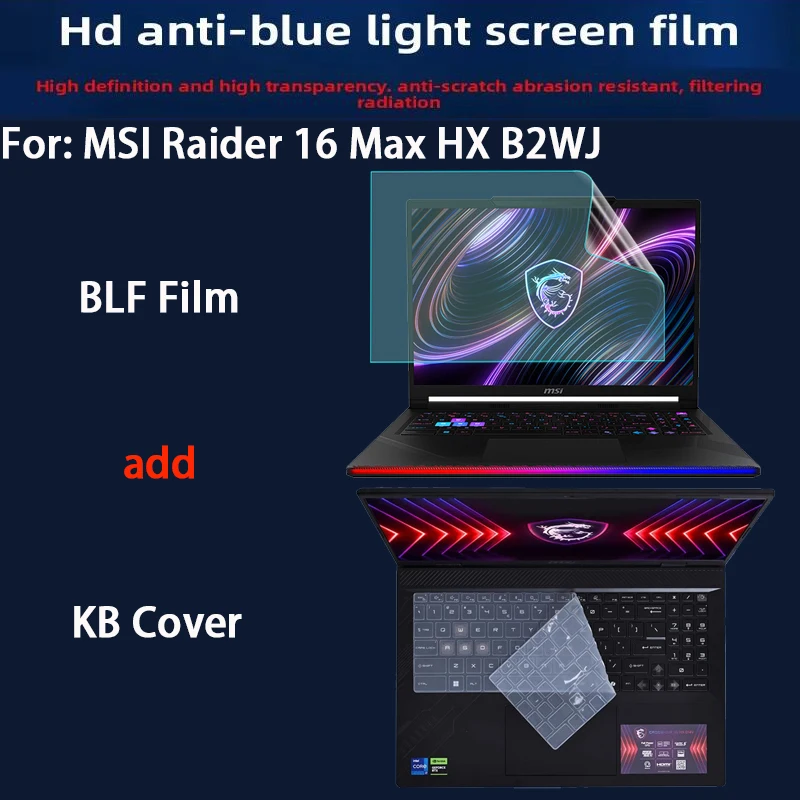 For New MSI Raider 16 Max HX B2WJ Keyboard Film 16-inch Laptop Toughened Film Anti-Blue Screen Film Matte Anti-Reflective Film