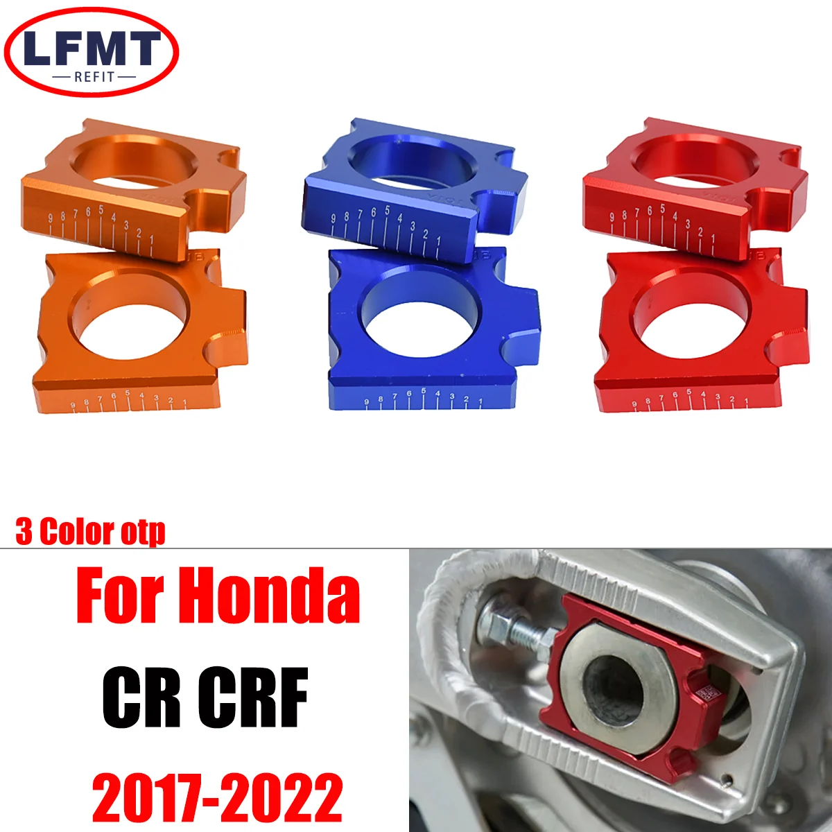 Aluminum CNC rear chain regulator shaft block For Honda CR CRF 125 250 250R 250X 450R 250RX 450X 450L 450RX Dirt bike 2019-2022