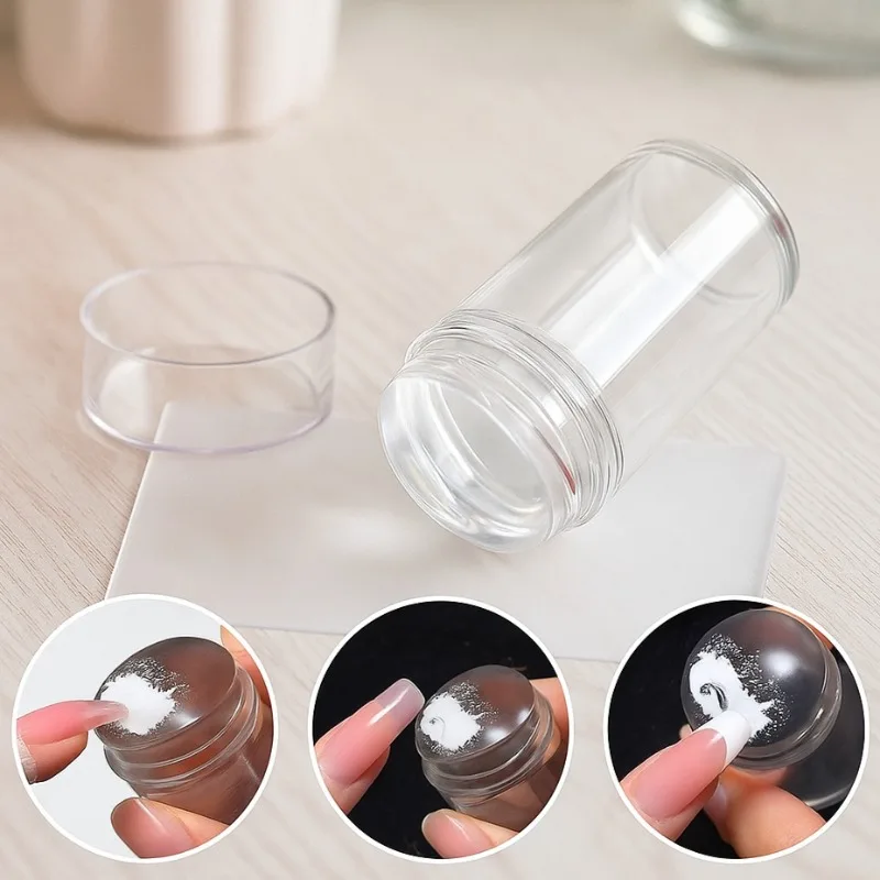 Skrobak do folii na paznokcie 2 szt./zestaw Silikonowy Przezroczysty Zestaw do zdobienia paznokci Francuski Design Manicure Stempel do paznokci Narzędzie do transferu wzorów