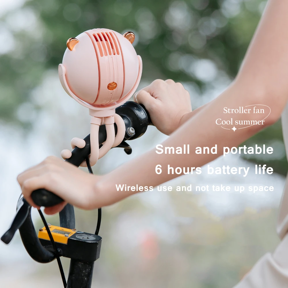 Portable Bicycle Riding Fan Mini Handhled Air Conditioning Fan USB Charging 2000mAh Battery Ourdoor Safe Bladeless Stroller Fan