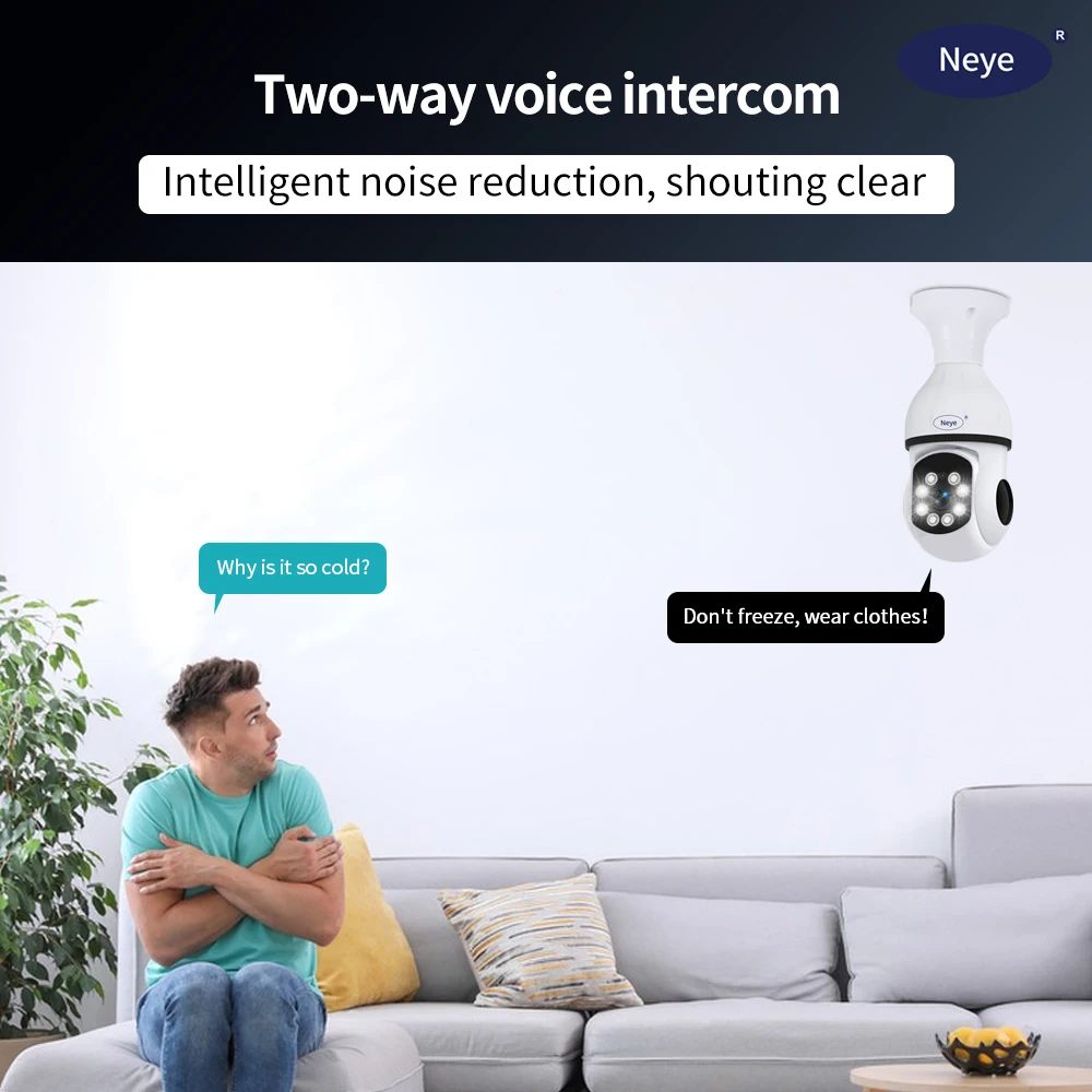 Imagem -06 - Neye-home Baby Security Câmera E27 Bulb Câmera Monitor Home Baby Áudio Bidirecional com Full Color Spotlight 8mp 4k Wi-fi