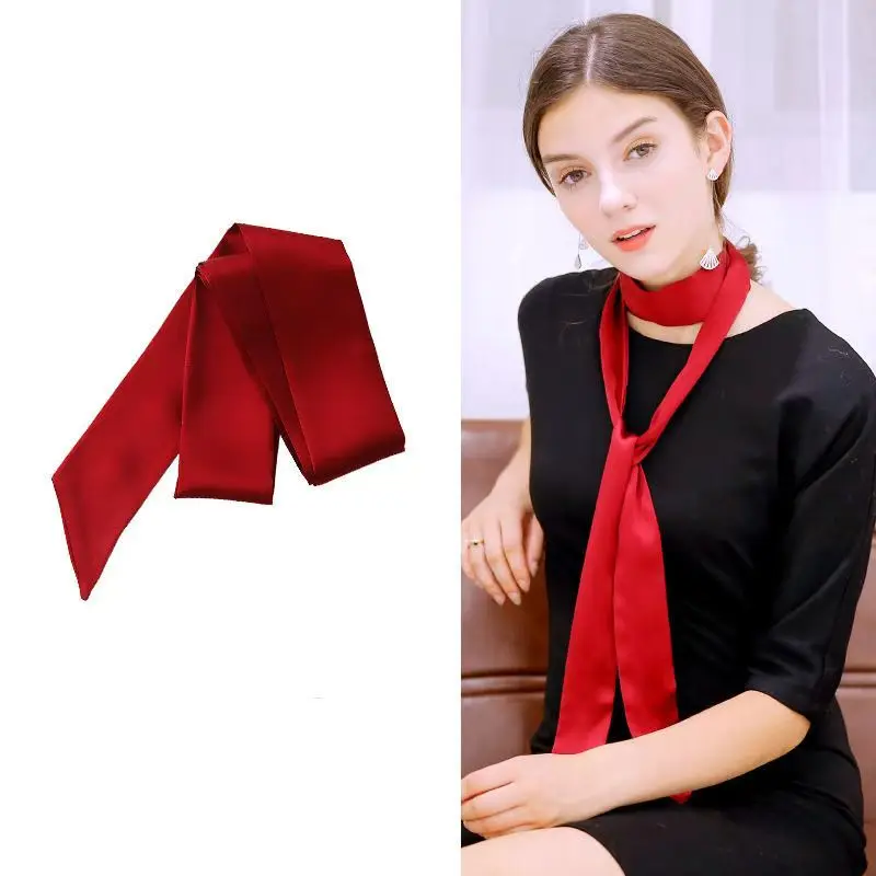 2-meter solid color elongated waistband, slender strip, ribbon, scarf, Korean decorative scarf, ins headband, tie bag, ribbon