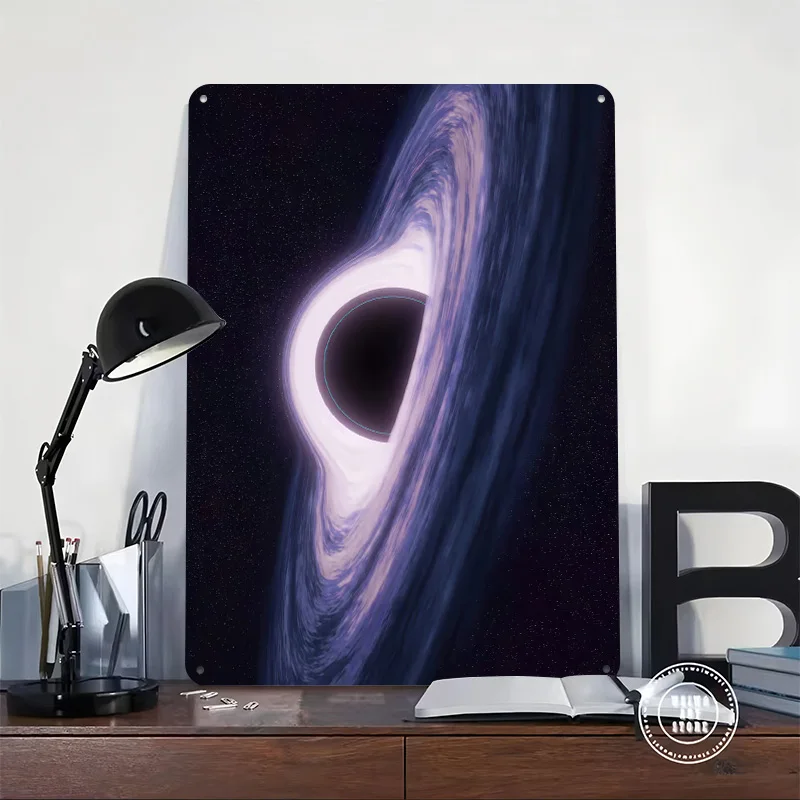 Interstellar Movie Black Hole 3D Texture Metal Poster Customized Wall Art Tin Sign Gift for Mancave Bar Accessories Office Decor