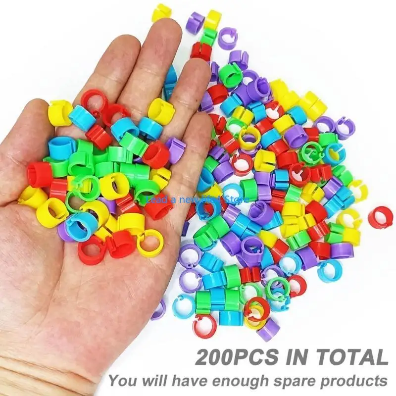 Y55E 200 PCS Clip-On Bird Foot Label Rings for Pigeons Pet Pubrots Budgies Associory Clip Round Clip 8mm Lotectored Color