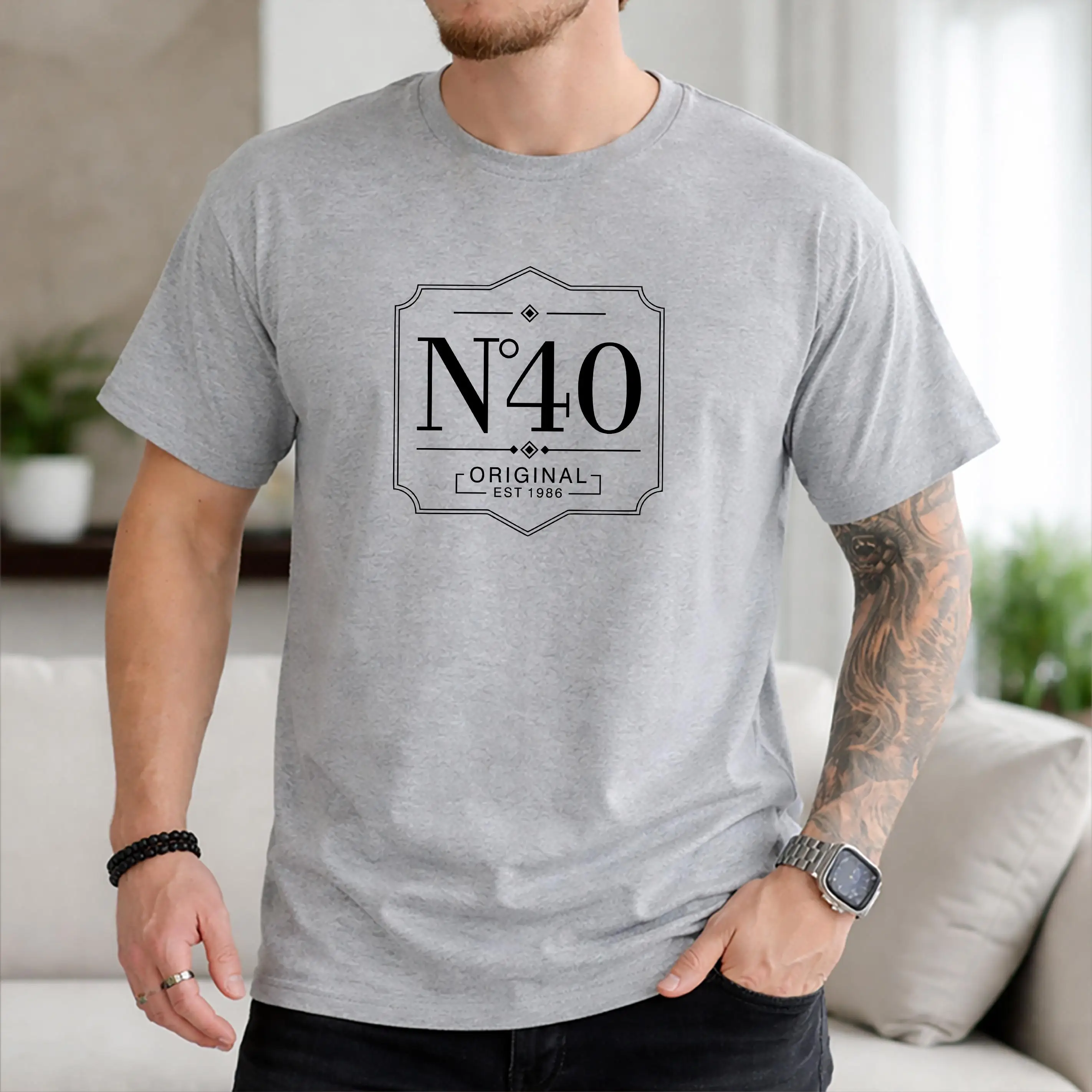 No 40 Original Since 1986 Birthday T Shirt, 40th Birthday Printed Tee, Vintage Year Retro Birthday Shirt, Forty Celebration Born