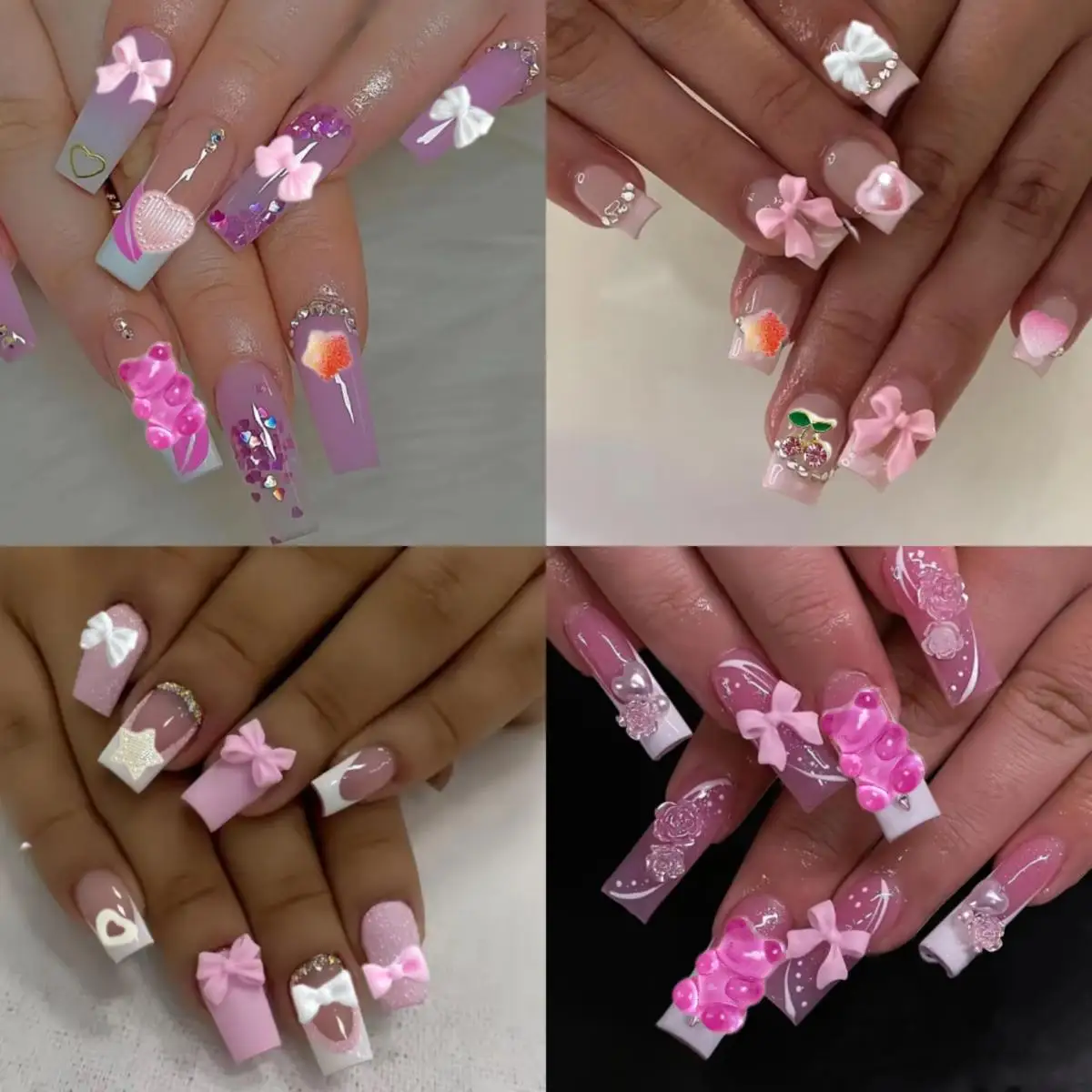 1 Pudełko Białej Serii Żywiczna Kokarda Kwiat Stokrotki Serce Charms do paznokci Śliczny Królik Niedźwiedź Pszczoła Ozdoba do paznokci do majsterkowania