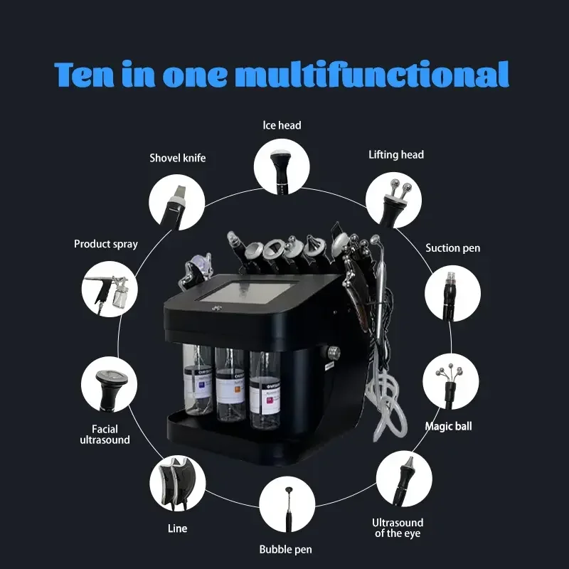 Dispositivo hidro facial multifuncional 10 em 1, limpeza profunda, remoção de cravos, lifting facial, cuidados com a pele, equipamento de beleza