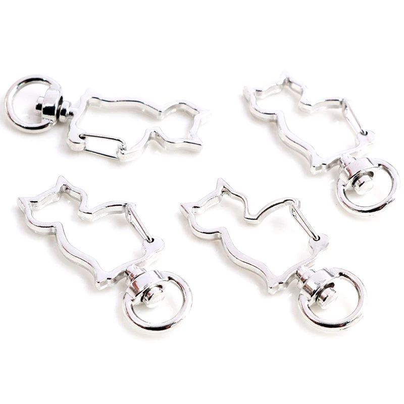 Cat Heart Snap Hook Clips, 10pcs Keychain Supplies