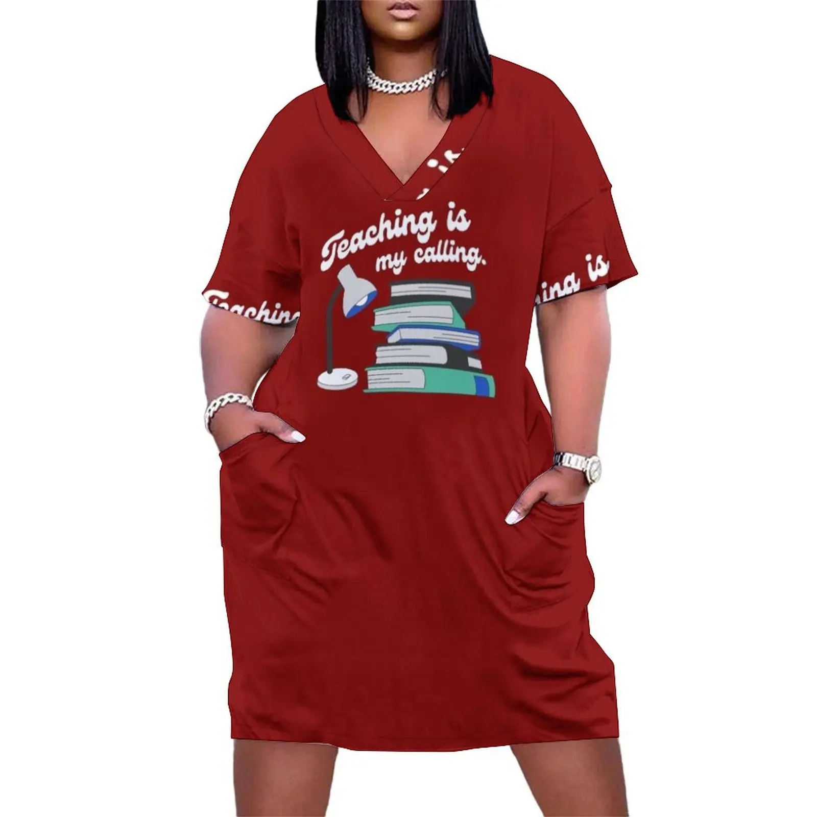 

Teaching Is My Calling Loose Pocket Dress party dresses woman womens dress