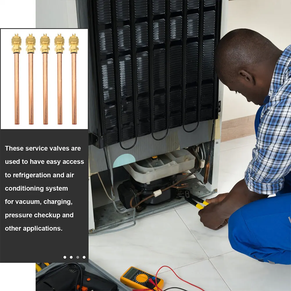 

5Pcs Copper Filling Access Valves Service Access Valves Refrigerator Air Conditioner Refrigeration Repair Tool