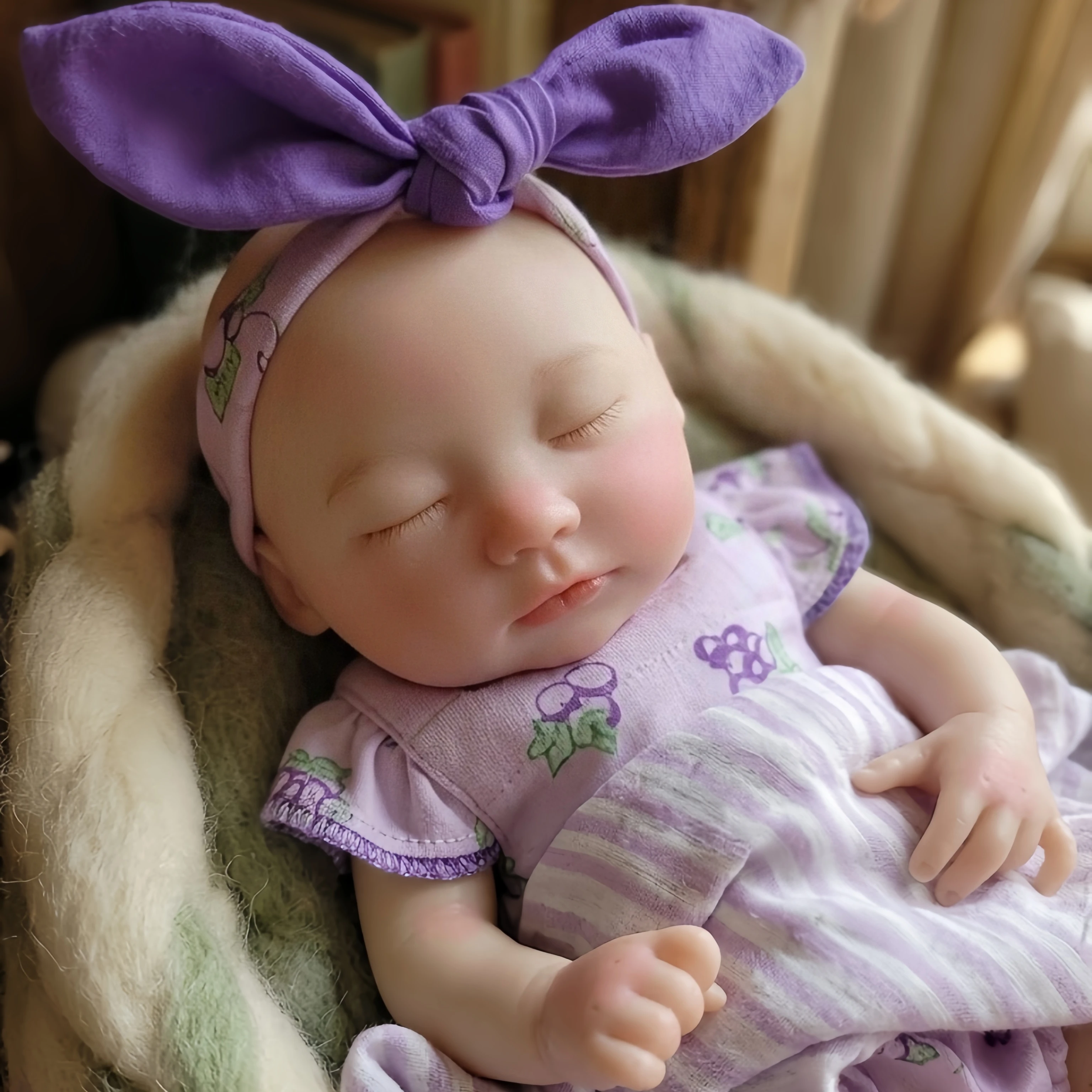 13 Inch/33 cm Open Mouth & Washable Solid Silicone Reborn Girl, 3D Painted Lifelike Skin, Extra Outfit, Bebe Reborn De Silicona
