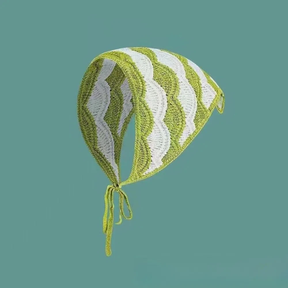 หวานถัก Turban Check Wave ภาษาฝรั่งเศสคํา Pastoral สไตล์สามเหลี่ยมผมที่มีสีสันอุปกรณ์เสริมผมสําหรับผู้หญิงหญิง