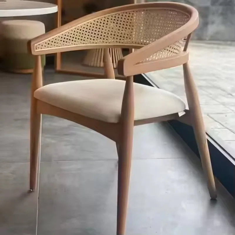 

Wooden Home Furniture Rattan Wicker Straps Upholstered Wooden Kitchen Dining Chairs