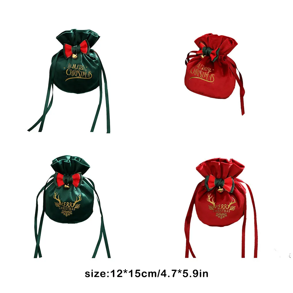 Merry Christmas Eve Storage Bag with Drawstring Gift Packing Festival Party Candy Decoration Pack Dessert Biscuit