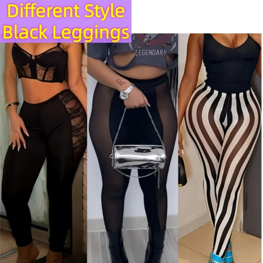 FAGADOER Y2K Sexy Lace Patchwork See Through Pants Women Fashion Striped Print Bodycon Bottoms Summer Streetwear Club Long Pants