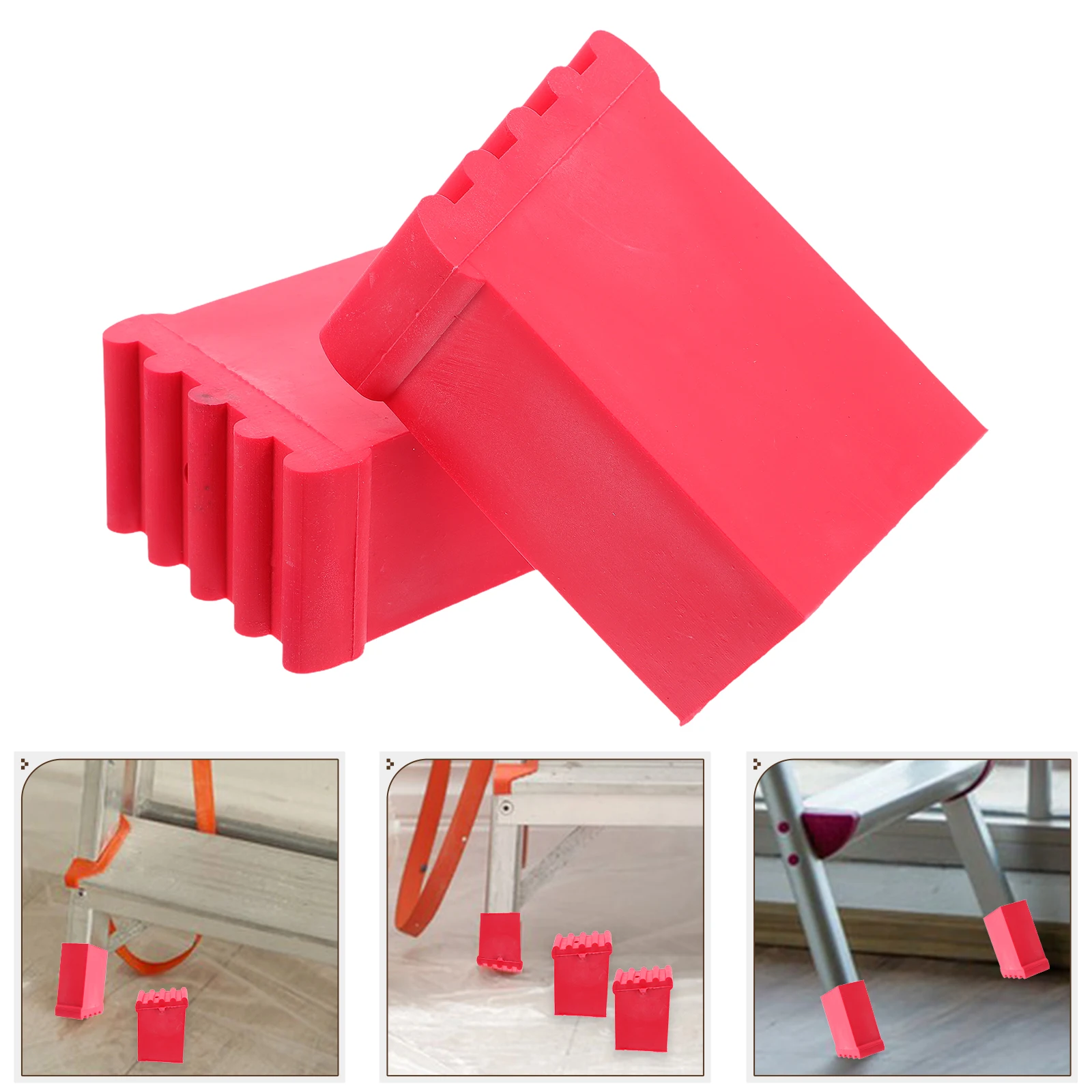 2 Pcs Ladder Foot Cover Feet Mat Anti Slip Cushions Protection Cap Extension Pads Red