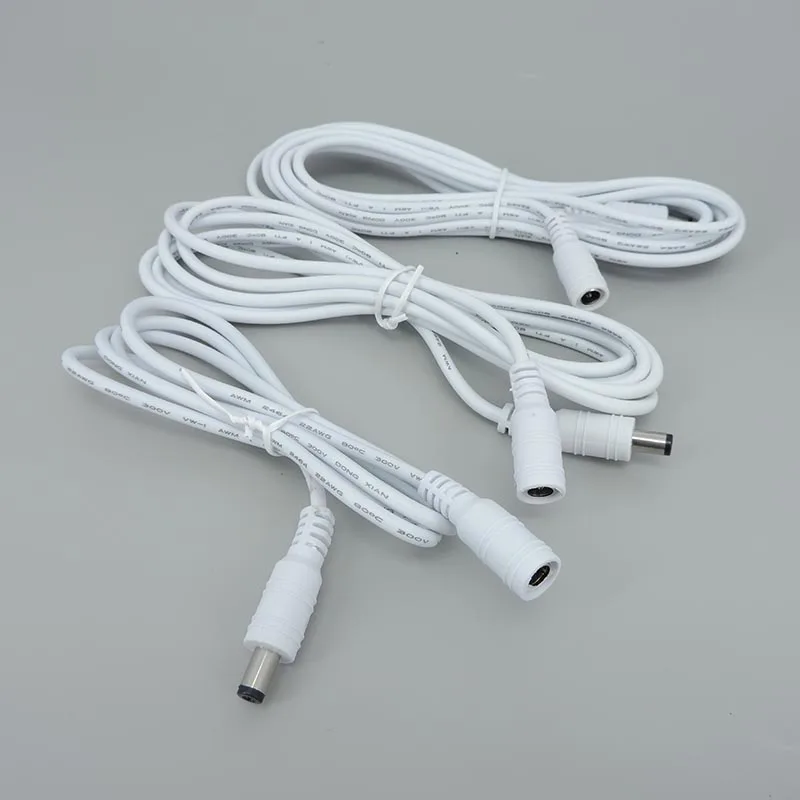 

10x 1/1.5/3/5m white DC male to female jack Power supply connector Cable Extension Cord Adapter Plug 12V 5.5x2.1mm 22awg 3A