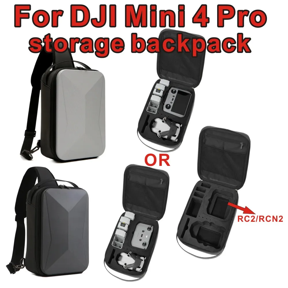 Drone backpack for DJI Mini 4 Pro storage bag, Mini4 Pro RC2/RCN2 remote control/accessory set storage case, hard shell backpack