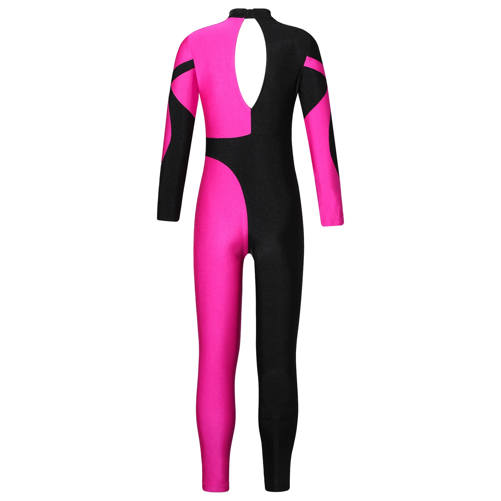 Kids Girls Long Sleeve Rhinestone Gymnastics Leotard Bodysuit Unitard Full Body One Piece Jersey Figure Ice Skating Jumpsuit