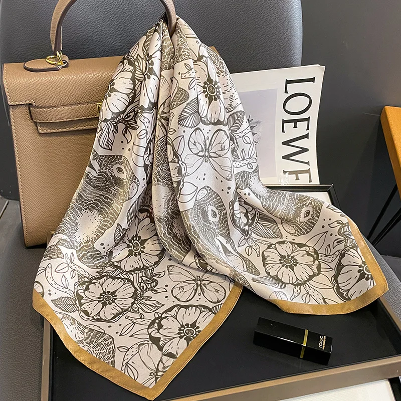 Luxury Brand 100% Real Silk Square Scarf Women Neckerchief Wrist Design Shawl Ladies Neck Tie Wrap Hair Ribbon Headband Bandana