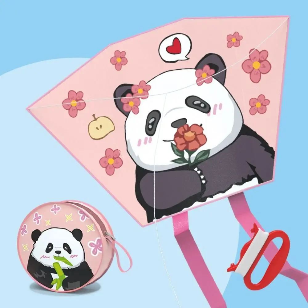 Sports Frameless Design Cartoon Panda Kite Handheld Easy To Fly Foldable Kite Portable Small Tail Children Kite Children Sports