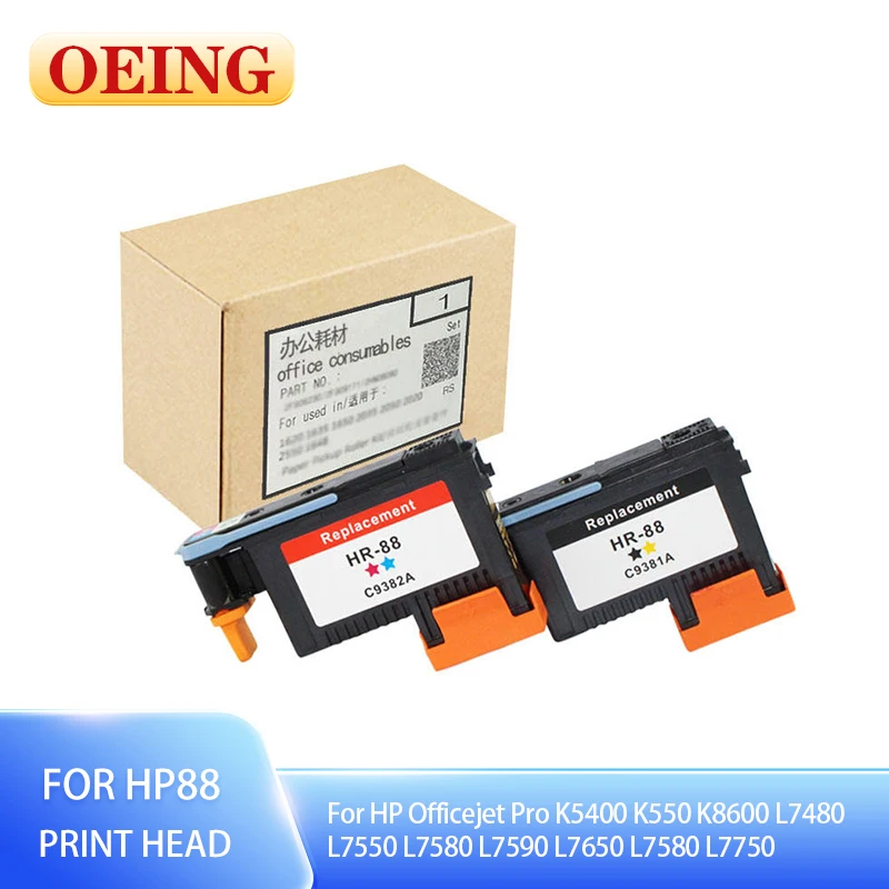 

Compatible For HP 88 Printhead C9381A C9382A For Hp 88 Officejet Pro K5400 K550 K8600 L7480 L7550 L7580 L7590 L7650 L7580 L7750