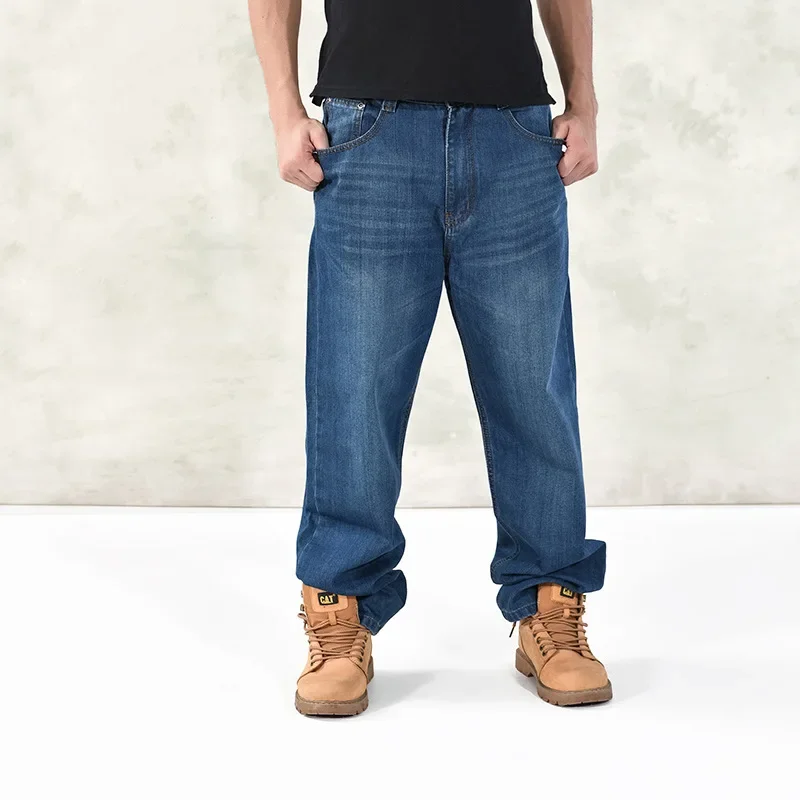 

Mens Jeans Fashion Trend Autumn Winter New Loose Hip Hop Large Skateboard Pants Baggy Jeans Full Length Denim Trousers