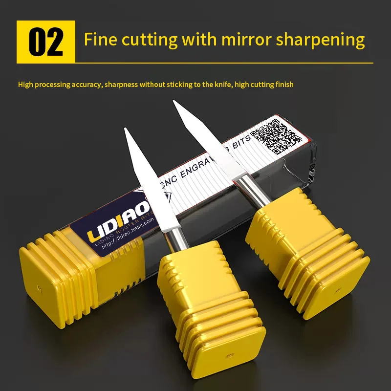 LIDIAO Extended Flat Bottom Engraver Bits 4mm Shank CNC Carving Router Cutters V Shape Milling Woodworking Tools